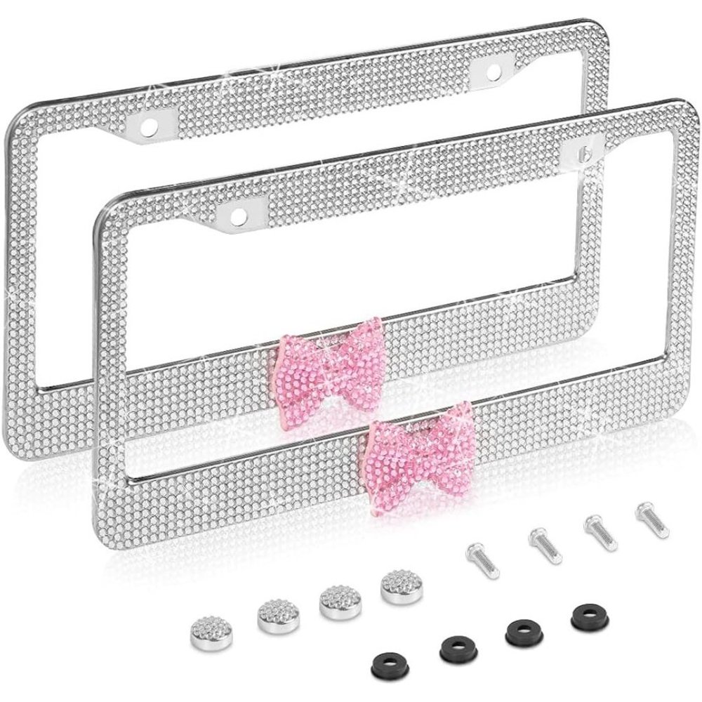 💕NEW Sparkling Bling Swarovski Crystal Silver Hello Kitty License Plate … - Picture 4 of 13